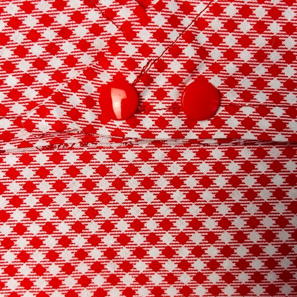 Dog Bandana Red/White Floral & Checkered Print, Reversible, Snap Button Closure - Picture 6 of 8